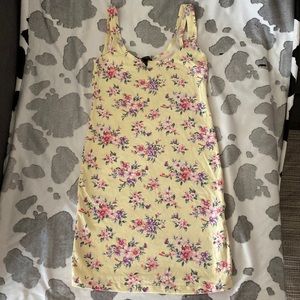 Yellow flower bodycon dress stretchy